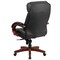 Emma and Oliver High Back Leather Executive Swivel Ergonomic Office Chair with Synchro-Tilt Mechanism, Mahogany Wood Base and Arms